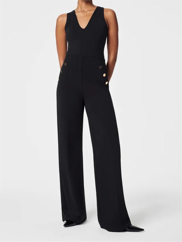 OpraStyle Luxe – Tummy Control Button Wide Leg Pant - VERRANOO