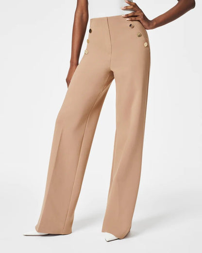 OpraStyle Luxe – Tummy Control Button Wide Leg Pant - VERRANOO