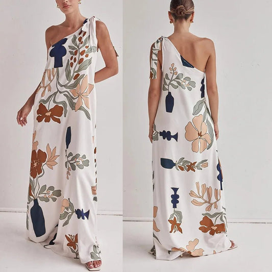 SolEssence™ Printed Summer Off - Shoulder Maxi Dress - VERRANOO