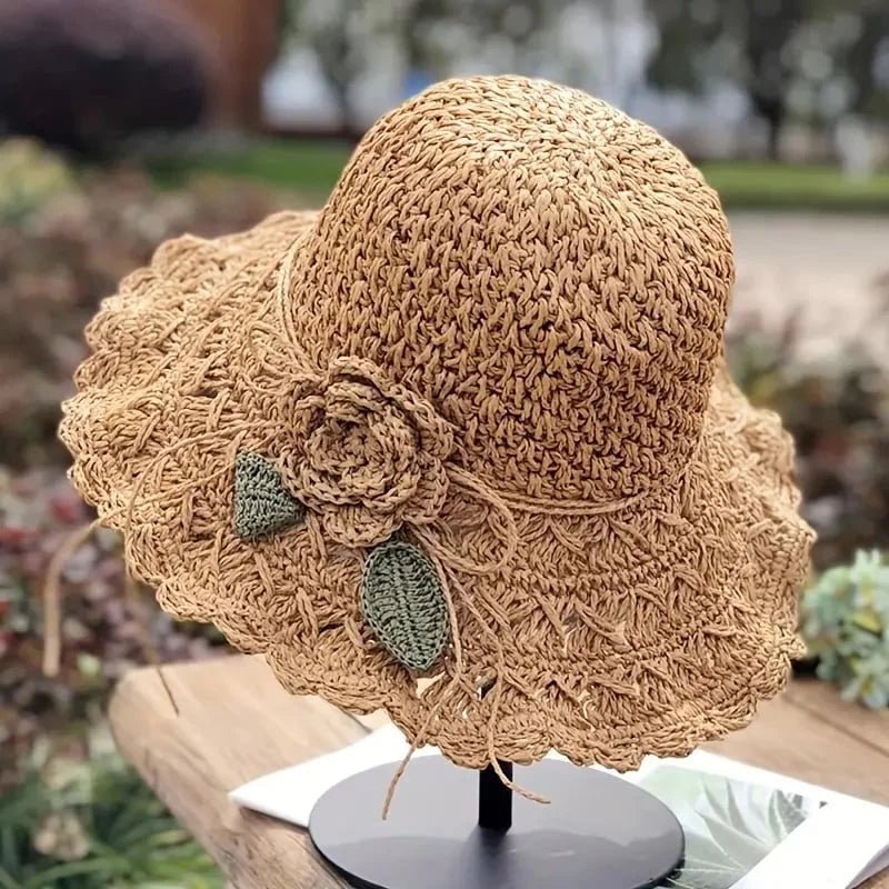 SunWeave Luxe – Elegant Crochet Straw Hat with Ruffle Detail - VERRANOO