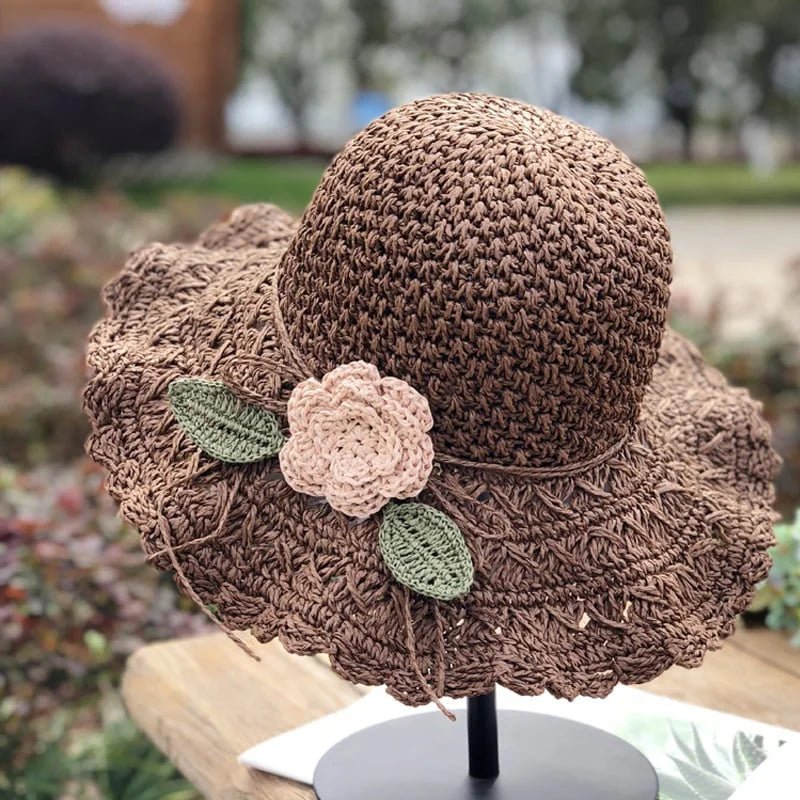 SunWeave Luxe – Elegant Crochet Straw Hat with Ruffle Detail - VERRANOO