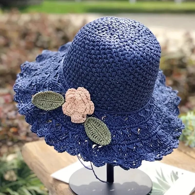 SunWeave Luxe – Elegant Crochet Straw Hat with Ruffle Detail - VERRANOO