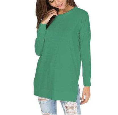 UrbanEase Essentials – Casual Round Neck Solid Color Top - VERRANOO