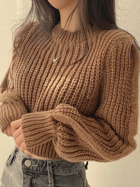 Vintage Lantern Sleeve Knit Sweater - VERRANOO