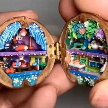 WalnutWhim Mini Library – A Tiny World of Enchantment Inside a Walnut Shell - VERRANOO