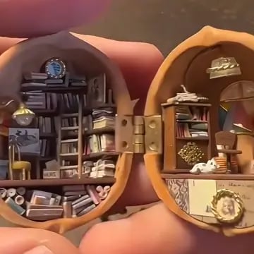 WalnutWhim Mini Library – A Tiny World of Enchantment Inside a Walnut Shell - VERRANOO