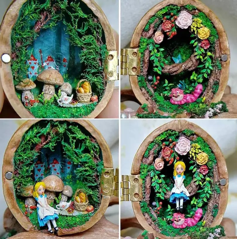 WalnutWhim Mini Library – A Tiny World of Enchantment Inside a Walnut Shell - VERRANOO